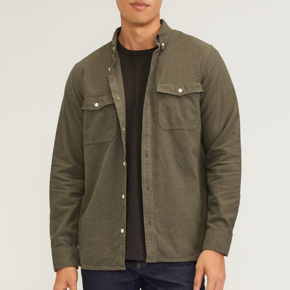 NEW Everlane Sz M The Brushed Flannel Long-Sleeve Button Down Shirt Green
